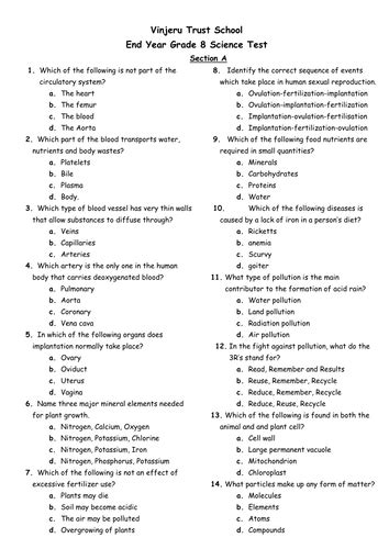 year 8 science quizzes|2022 .